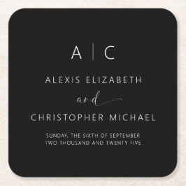 Moderne minimalistische legante bruiloft kartonnen onderzetters