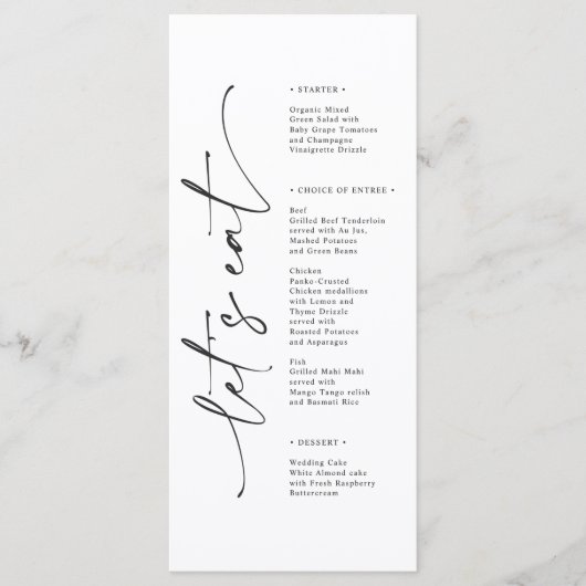 Moderne minimalistische legante bruiloft menu (Voorkant)
