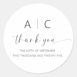 Moderne minimalistische legante bruiloft ronde sticker