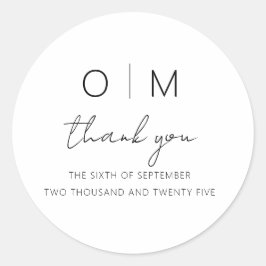 Moderne minimalistische legante bruiloft ronde sticker