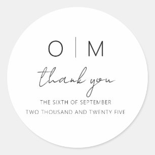Moderne minimalistische legante bruiloft ronde sticker