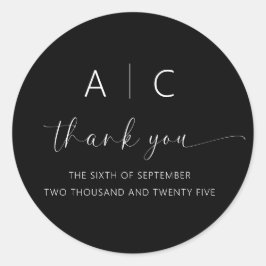 Moderne minimalistische legante bruiloft ronde sticker