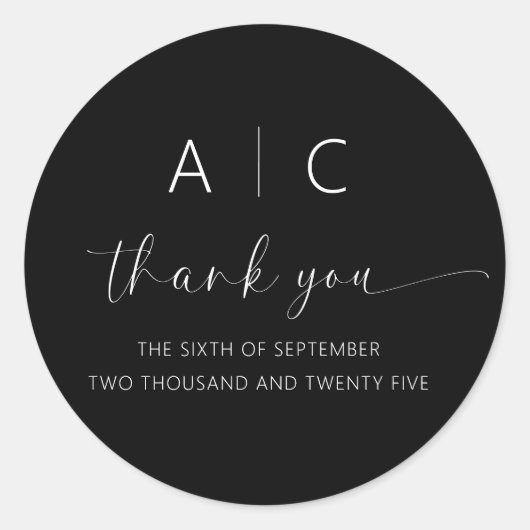 Moderne minimalistische legante bruiloft ronde sticker (Voorkant)