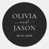 Moderne minimalistische legante bruiloft ronde sticker (Voorkant)
