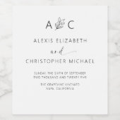 Moderne minimalistische legante bruiloft wijn etiket (Enkel label)