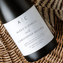 Moderne minimalistische legante bruiloft wijn etiket