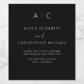 Moderne minimalistische legante bruiloft wijn etiket (Enkel label)