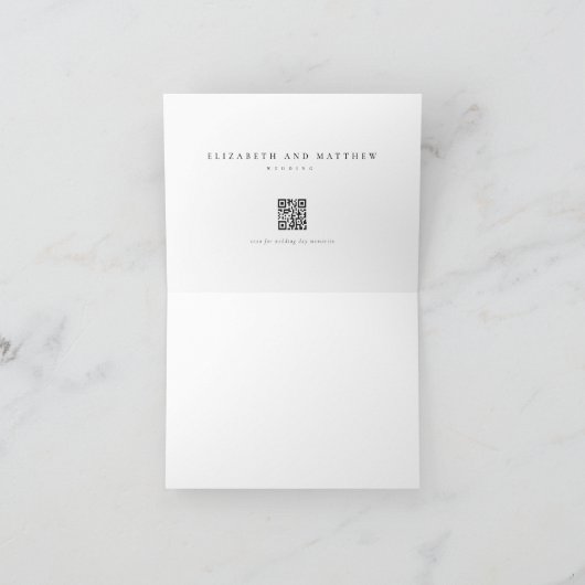 Moderne minimalistische legante eenvoudige bruilof bedankkaart (Binnen)