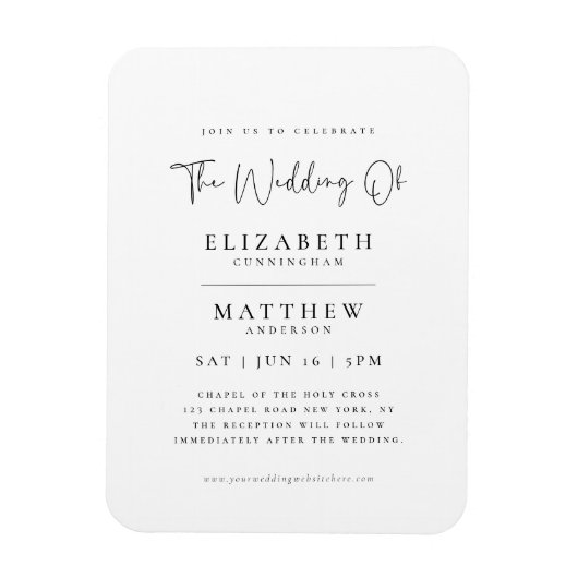 Moderne minimalistische legante eenvoudige bruilof magneet (Verticaal)