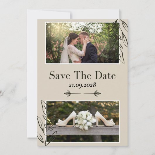 Moderne minimalistische legante eenvoudige bruilof save the date (Voorkant)