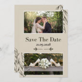 Moderne minimalistische legante eenvoudige bruilof save the date (Voorkant / Achterkant)