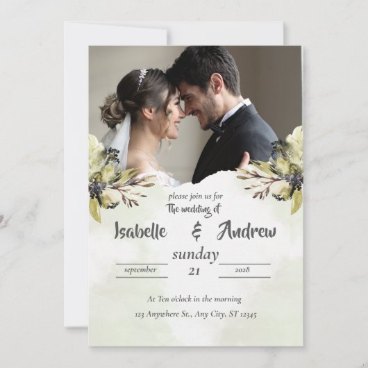 Moderne minimalistische legante eenvoudige bruilof save the date (Voorkant)