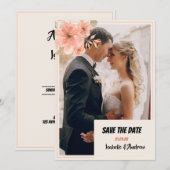 Moderne minimalistische legante eenvoudige bruilof save the date (Voorkant / Achterkant)