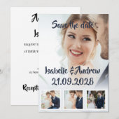 Moderne minimalistische legante eenvoudige bruilof save the date (Voorkant / Achterkant)