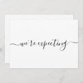 Moderne minimalistische legante-scriptzwangerschap aankondiging (Voorkant / Achterkant)