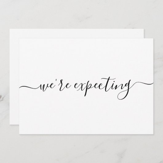 Moderne minimalistische legante-scriptzwangerschap aankondiging (Voorkant / Achterkant)