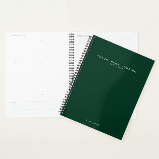 Moderne Minimalistische Lerarenschool Groene Plann Planner (Display)