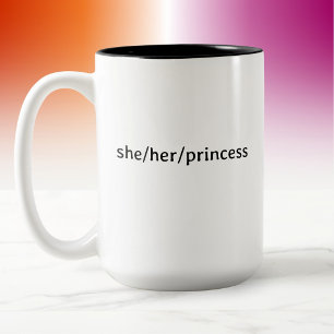 Moderne Minimalistische Lesbische Prinses Voornaam Tweekleurige Koffiemok