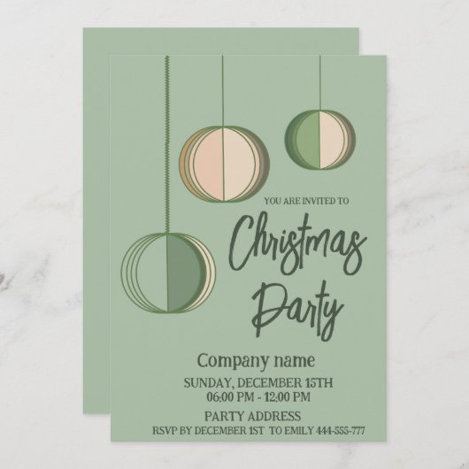 Moderne minimalistische leuke ornamenten kerstfees kaart (Voorkant / Achterkant)