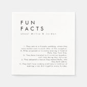 Moderne minimalistische leuke weetjes bruiloft ser servet (Voorkant)