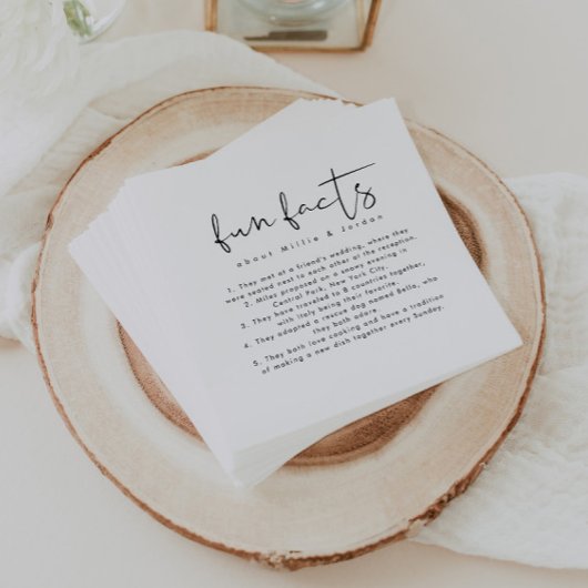 Moderne minimalistische leuke weetjes bruiloft ser servet