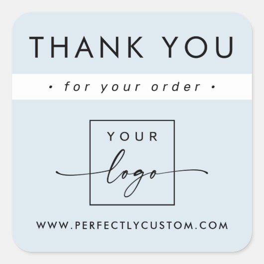 Moderne minimalistische licht stoffige blauw zakel vierkante sticker (Voorkant)