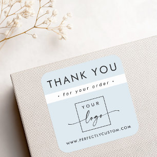 Moderne minimalistische licht stoffige blauw zakel vierkante sticker