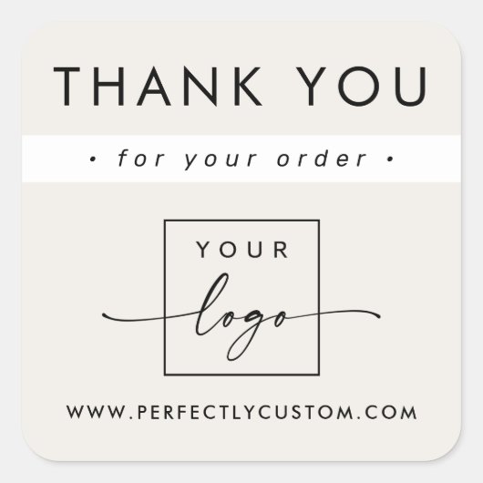 Moderne minimalistische lichtbruine zakelijke beda vierkante sticker (Voorkant)