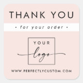 Moderne minimalistische lichte blush roze zakelijk vierkante sticker (Voorkant)