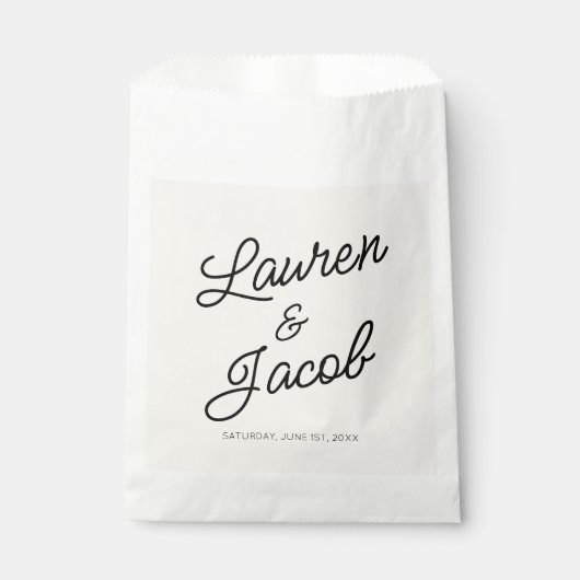 Moderne minimalistische lichte champagne bruiloft bedankzakje (Voorkant)