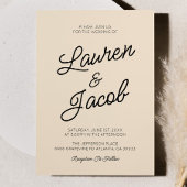 Moderne minimalistische lichte champagne bruiloft kaart