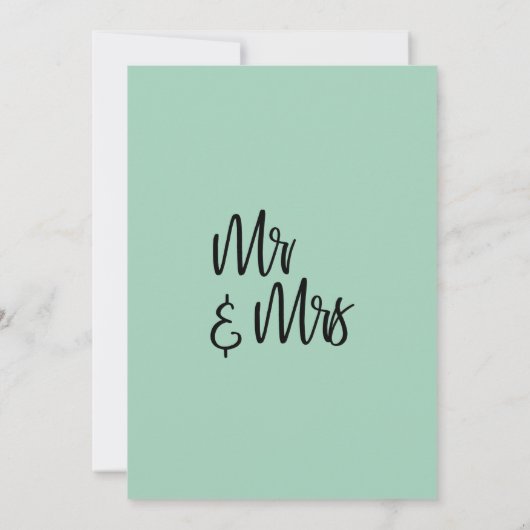 Moderne Minimalistische Lichtgroene Vier met Ons! Kaart (Achterkant)