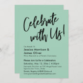 Moderne Minimalistische Lichtgroene Vier met Ons! Kaart (Voorkant / Achterkant)