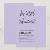 Moderne Minimalistische Lichtpaarse Bruidsdouche Kaart (Voorkant / Achterkant)