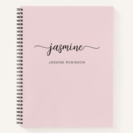 Moderne Minimalistische Lichtroze Script Monogramn Notitieboek (Voorkant)