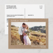 Moderne minimalistische liefde Bedankt bruiloft kr Briefkaart (Voorkant / Achterkant)