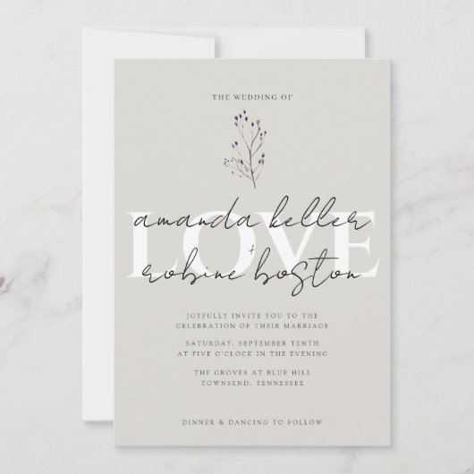 Moderne minimalistische liefde bruiloft kaart (Voorkant)