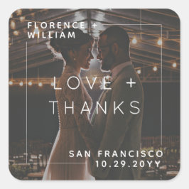 Moderne minimalistische liefde en Bedankt Foto Vierkante Sticker