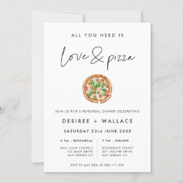 Moderne minimalistische liefde en pizza bruiloft r kaart