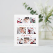 Moderne minimalistische liefdesvreugde multi-foto' feestdagenkaart (Staand voorkant)