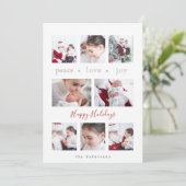 Moderne minimalistische liefdesvreugde multi-foto' feestdagenkaart (Staand voorkant)