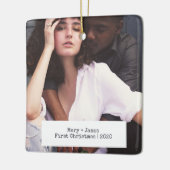 Moderne, minimalistische liefdesweduwfoto keramisch ornament (Links)