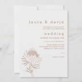 Moderne Minimalistische Lijn Getekende Protea Brui Kaart (Voorkant)