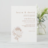 Moderne Minimalistische Lijn Getekende Protea Brui Kaart (Staand voorkant)