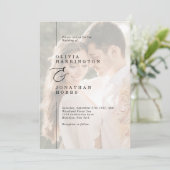 Moderne minimalistische lijn grens foto bruiloft kaart (Staand voorkant)