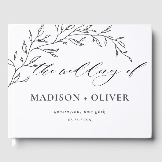 Moderne minimalistische lijn Laurel Botanische bru Gastenboek (Voorkant)