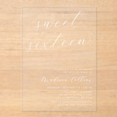 Moderne minimalistische lijnen Sweet 16 Acryl Uitnodigingen (Voorkant)