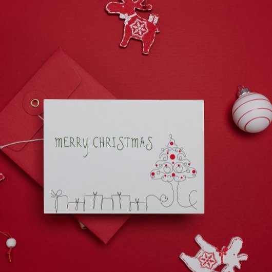 Moderne minimalistische lijnkunst feestdagenkaart