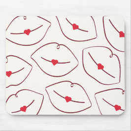 Moderne Minimalistische Lijnkunst Lippen Kersenroo Muismat