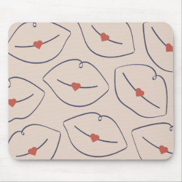 Moderne Minimalistische Lijnkunst Lippen Terracott Muismat